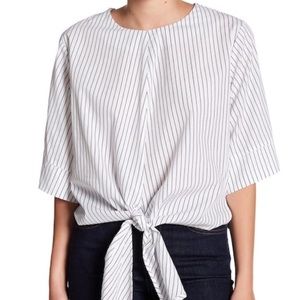 Lush - striped wide sleeve, tie front top